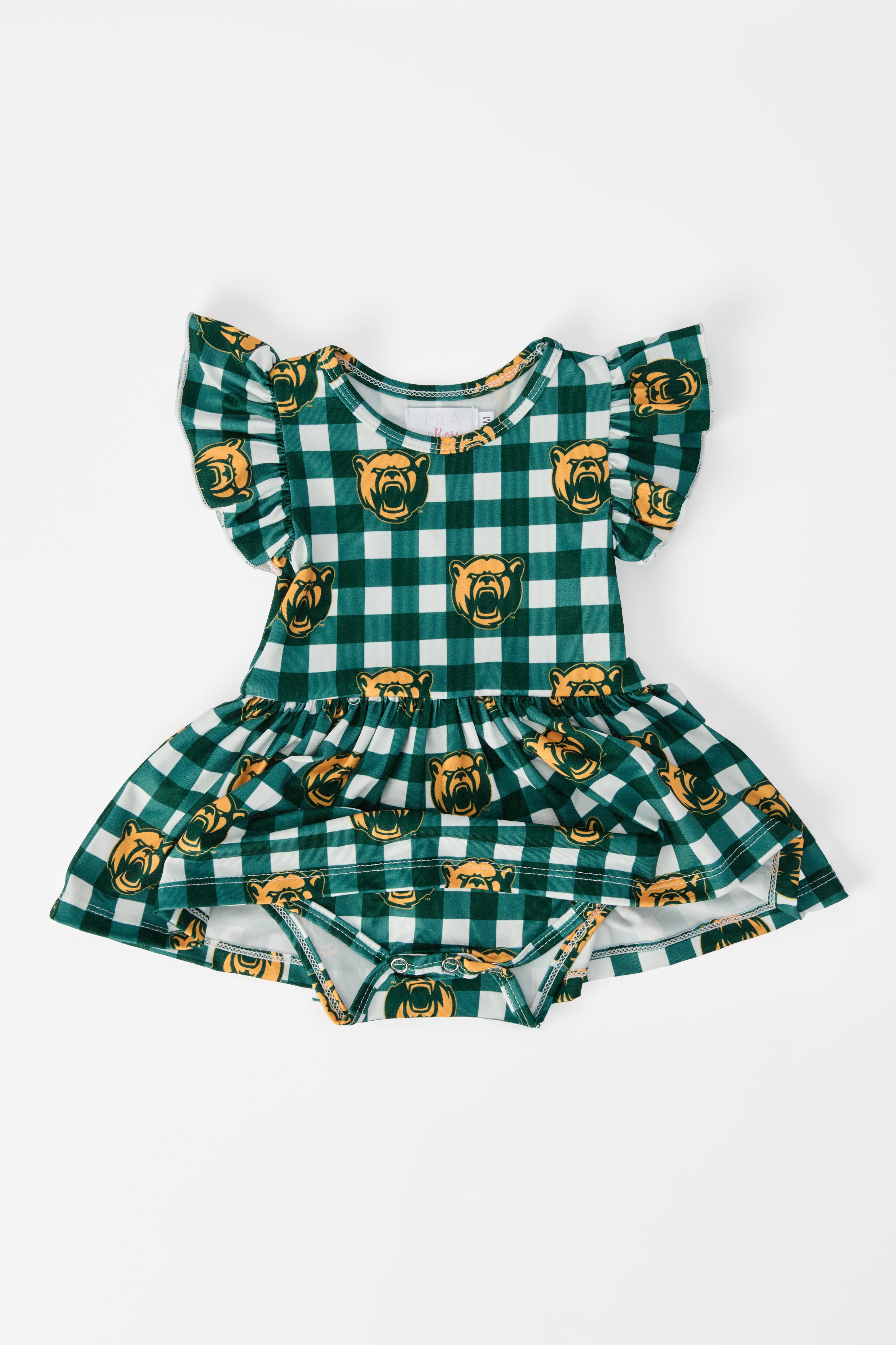 Baylor Plaid Bear Flutter Twirl Bodysuit-Mila & Rose ®
