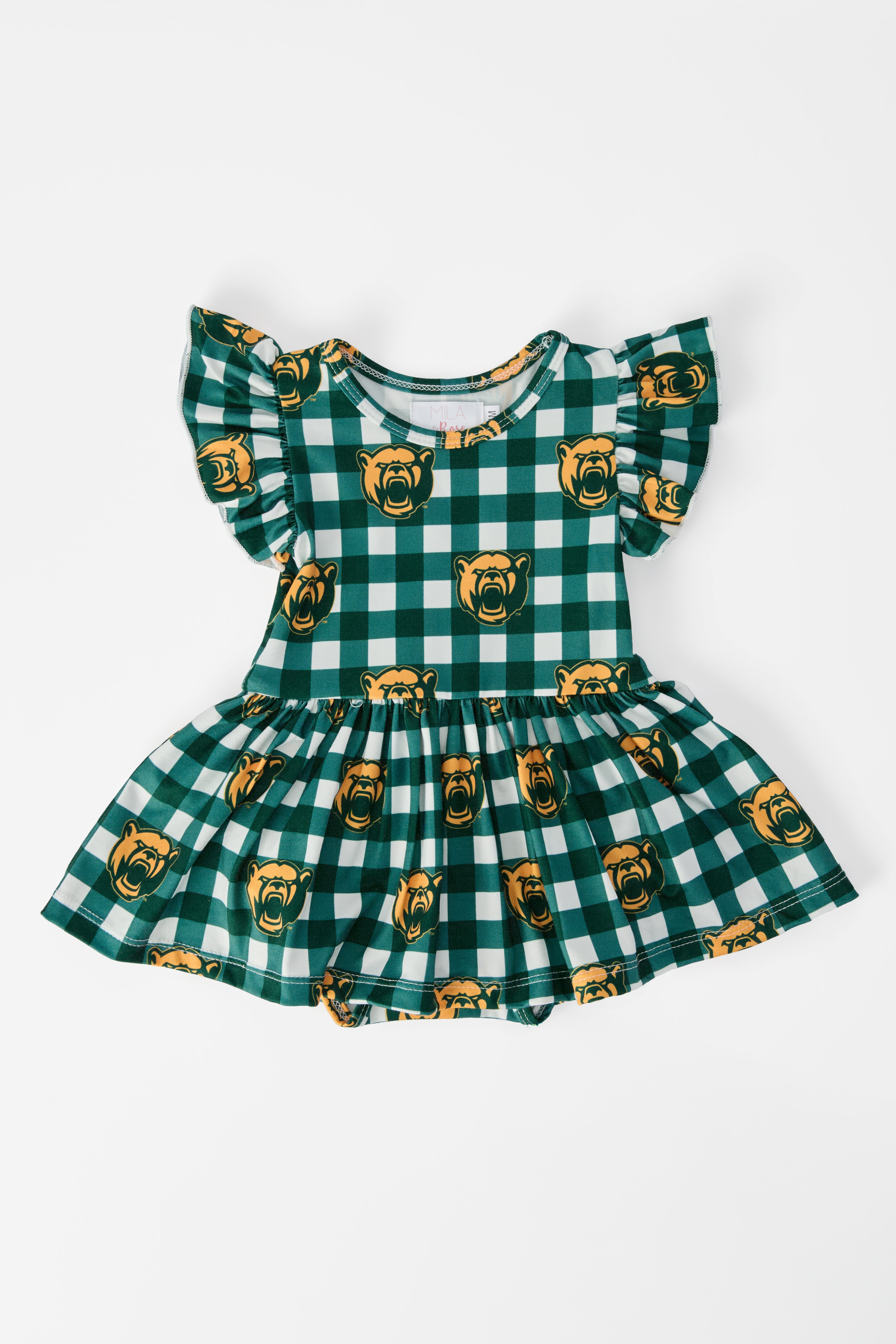 Baylor Plaid Bear Flutter Twirl Bodysuit-Mila & Rose ®