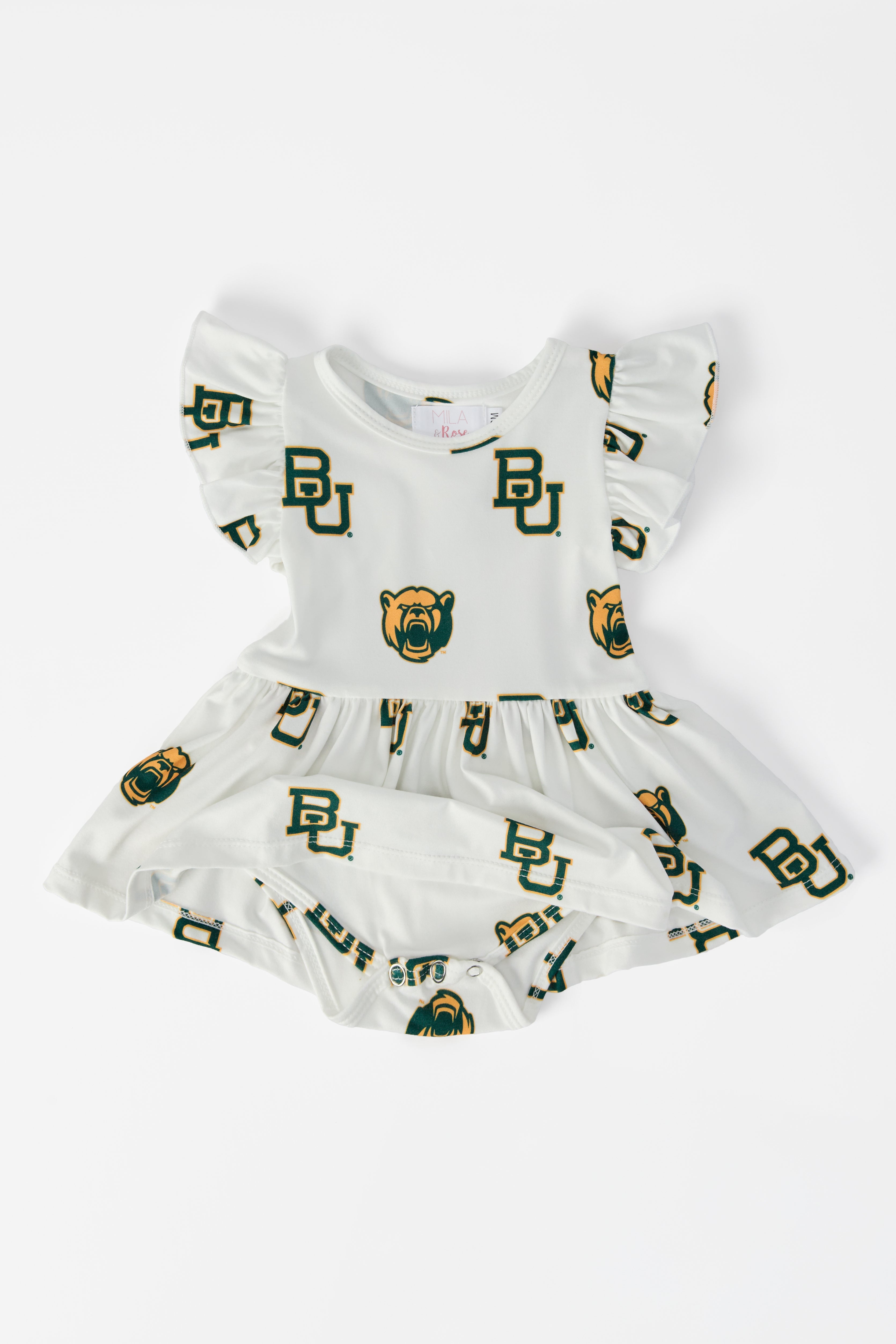 Baylor White Bear Flutter Twirl Bodysuit-Mila & Rose ®