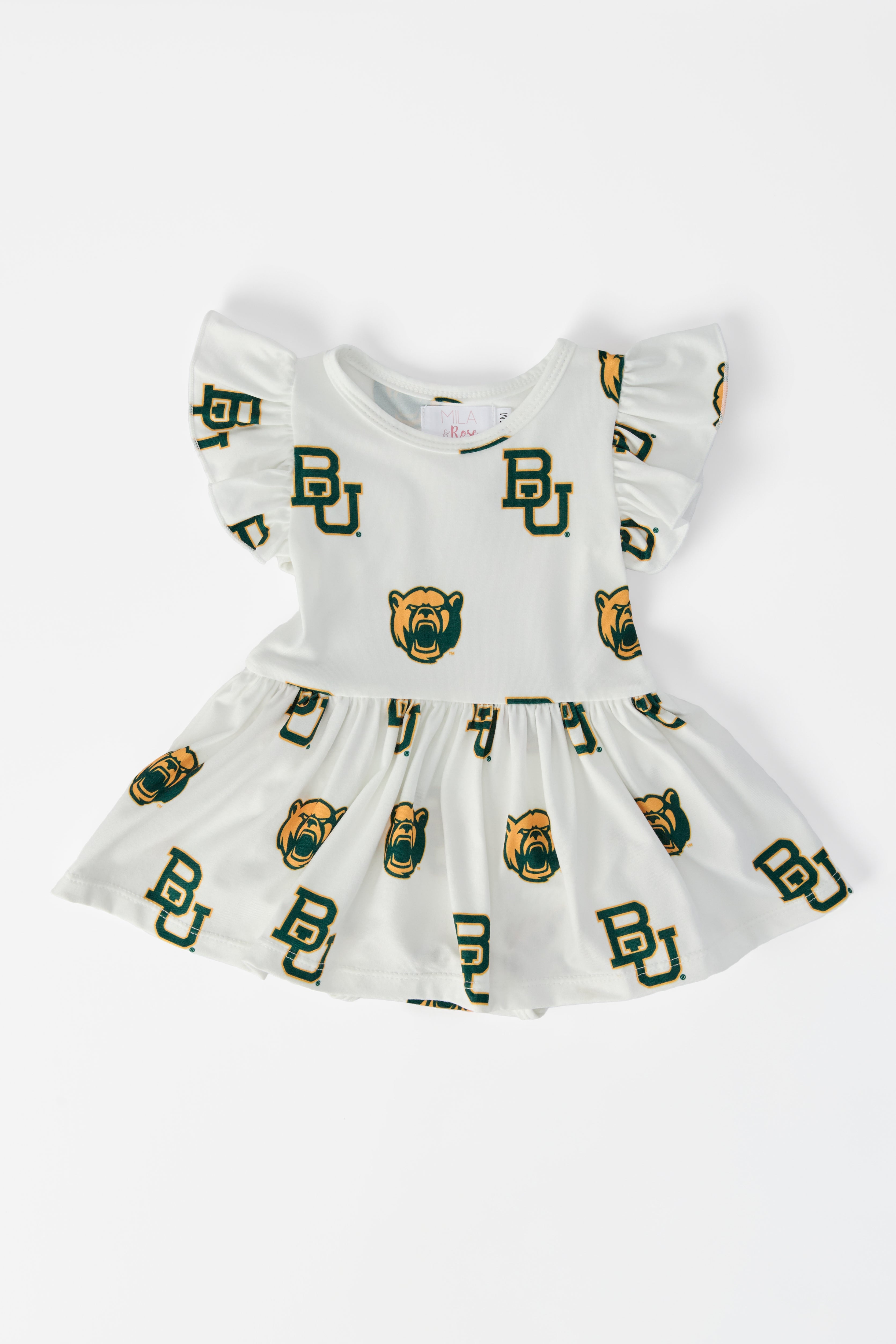 Baylor White Bear Flutter Twirl Bodysuit-Mila & Rose ®