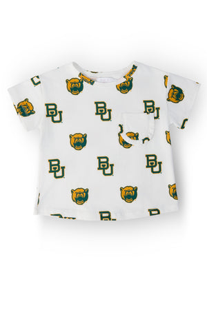 Baylor White Bear Ruffle Pocket Tee-Mila & Rose ®