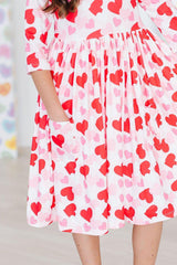 Be Mine 3/4 Sleeve Pocket Twirl Dress-Mila & Rose ®