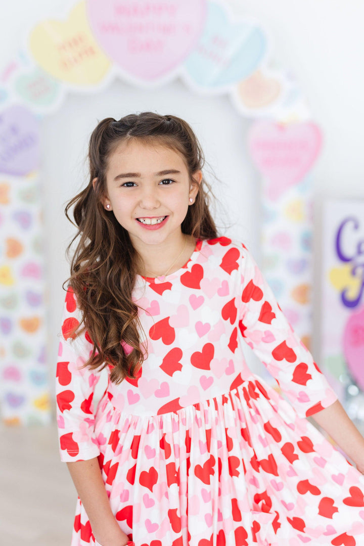 Be Mine 3/4 Sleeve Pocket Twirl Dress-Mila & Rose ®
