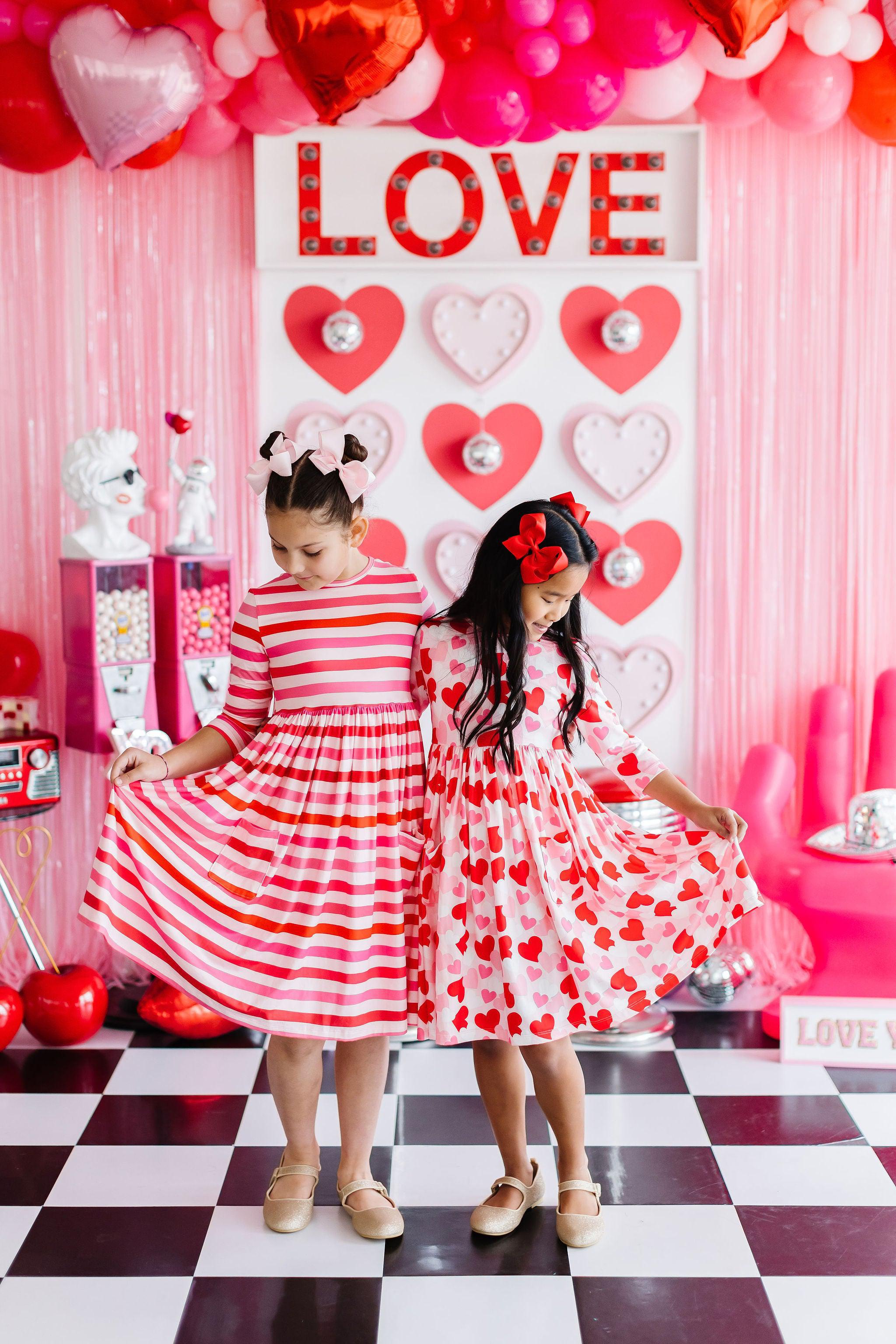 Be Mine 3/4 Sleeve Pocket Twirl Dress-Mila & Rose ®