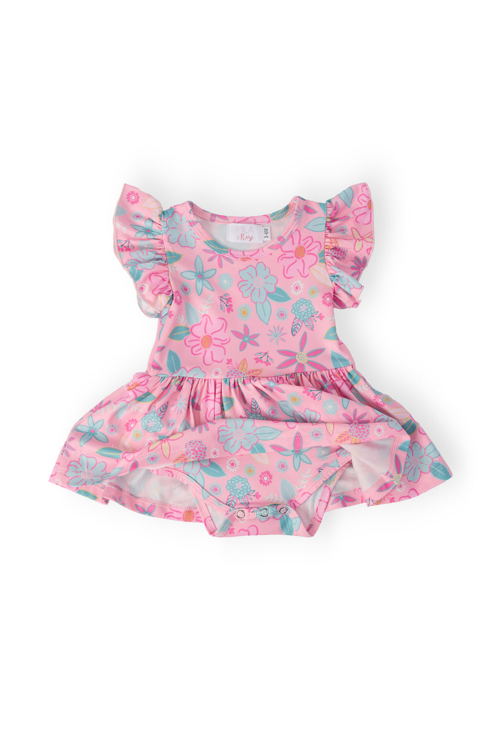 Beachy Blooms S/S Flutter Twirl Bodysuit-Mila & Rose ®