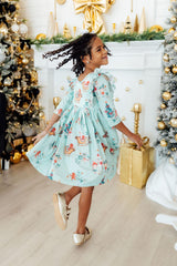 Believe in Your Elf 3/4 Sleeve Ruffle Twirl Dress-Mila & Rose ®