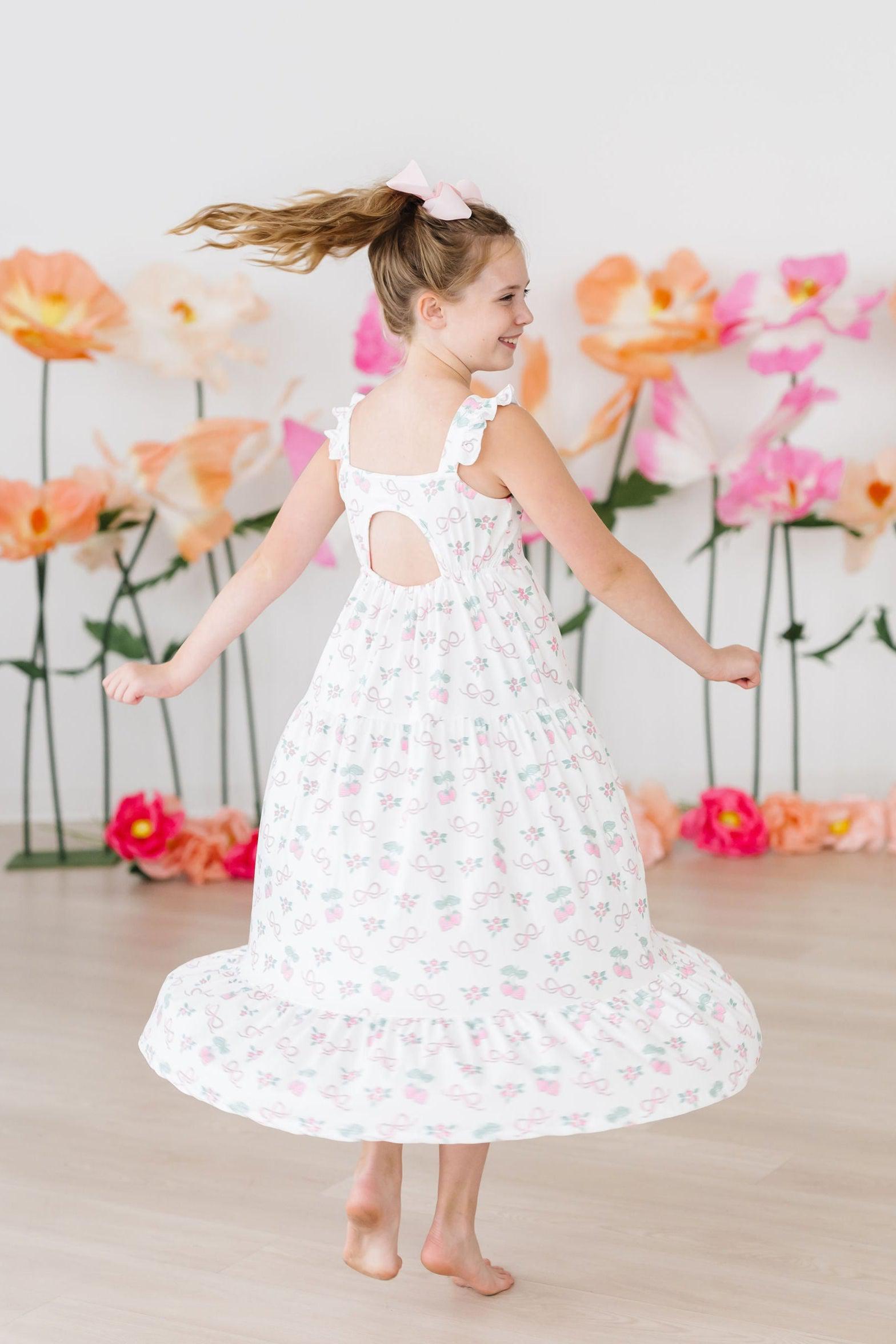 Berries & Bows Ruffle Maxi Dress-Mila & Rose ®