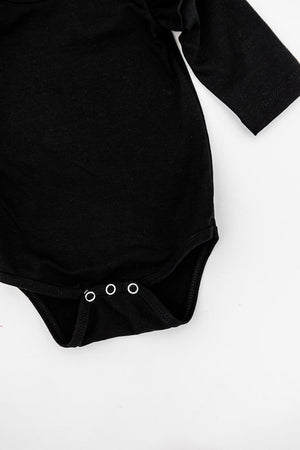 Black L/S Flutter Bodysuit-Mila & Rose ®