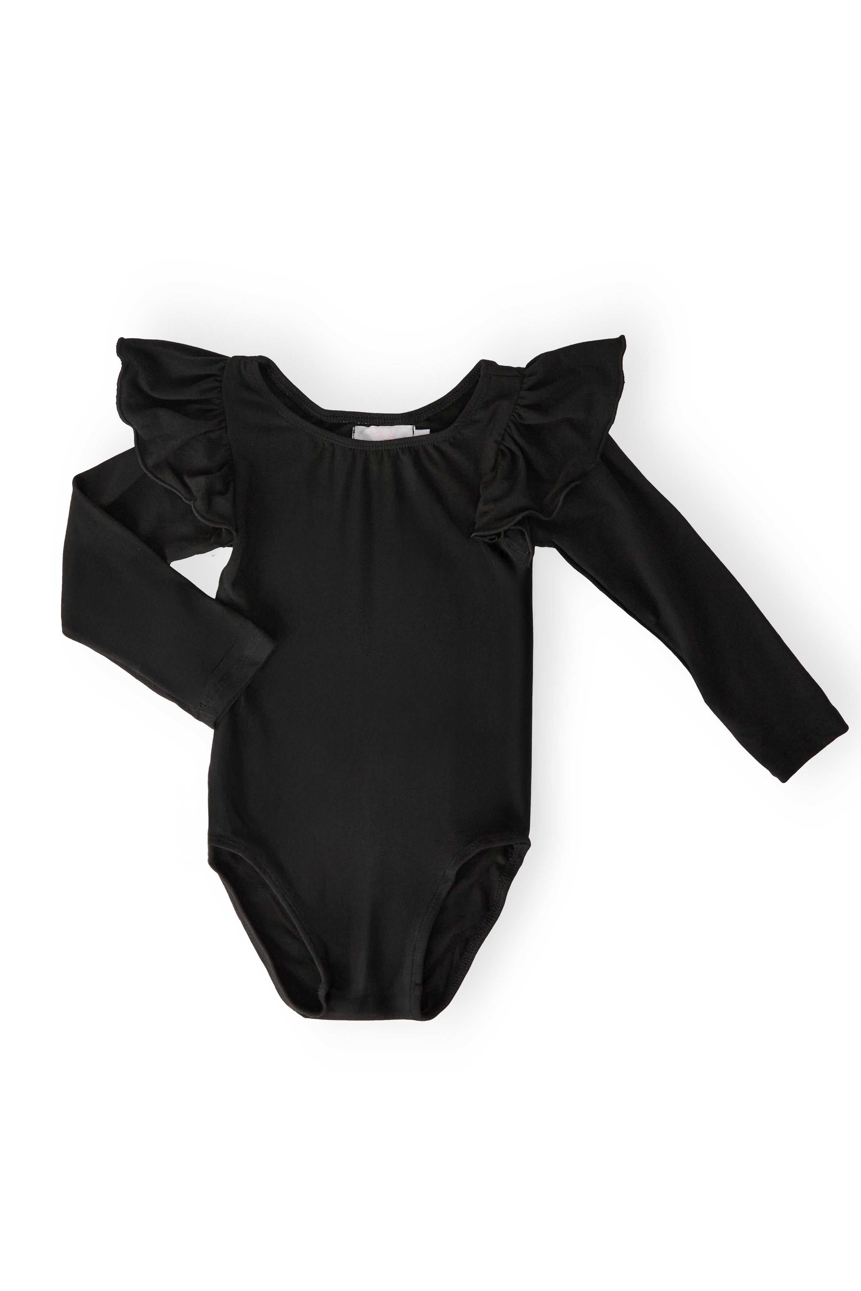 Black L/S Flutter Sleeve Leotard-Mila & Rose ®
