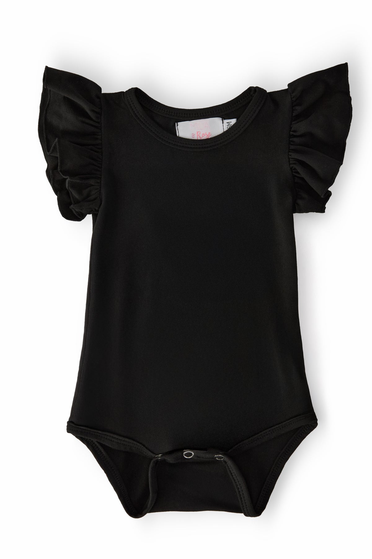 Black S/S Flutter Bodysuit-Mila & Rose ®