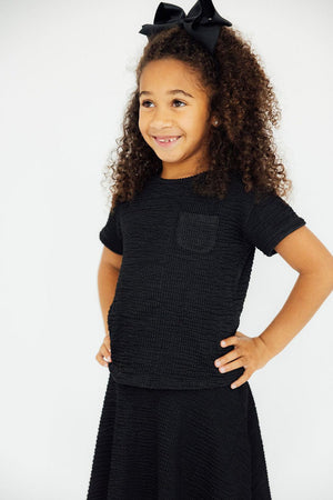 Black Scrunchy Pocket Tee-Mila & Rose ®