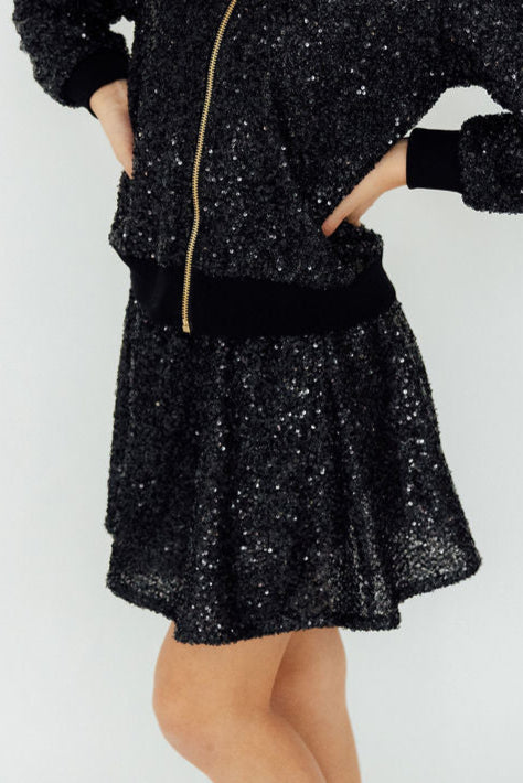 Black Sequin Twirl Skort-Mila & Rose ®