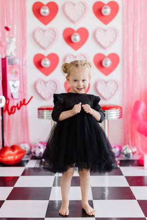 Girls' Black Shimmer 3/4 Sleeve Tutu Dress Size: 3T Toddler By Mila & Rose