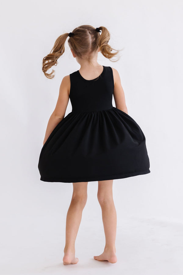 3t Black Dress Girls' Black Tank Pocket Twirl Dress Size: 4T Toddler by  Mila & Rose