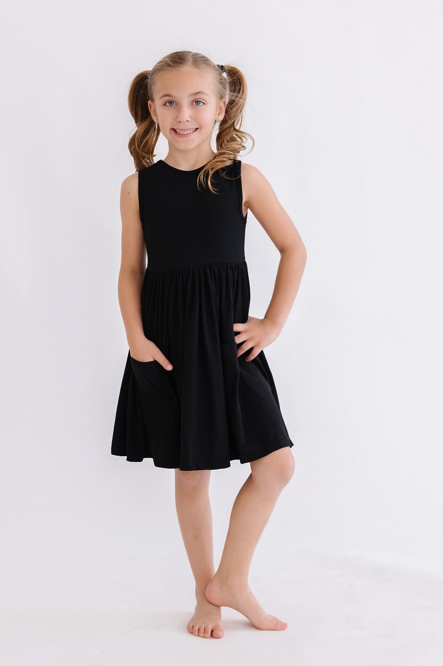 Girls' Black Tank Pocket Twirl Dress Size: 4T Toddler By Mila & Rose Girls' Black Tank Pocket Twirl Dress Size: 4T Toddler By Mila & Rose