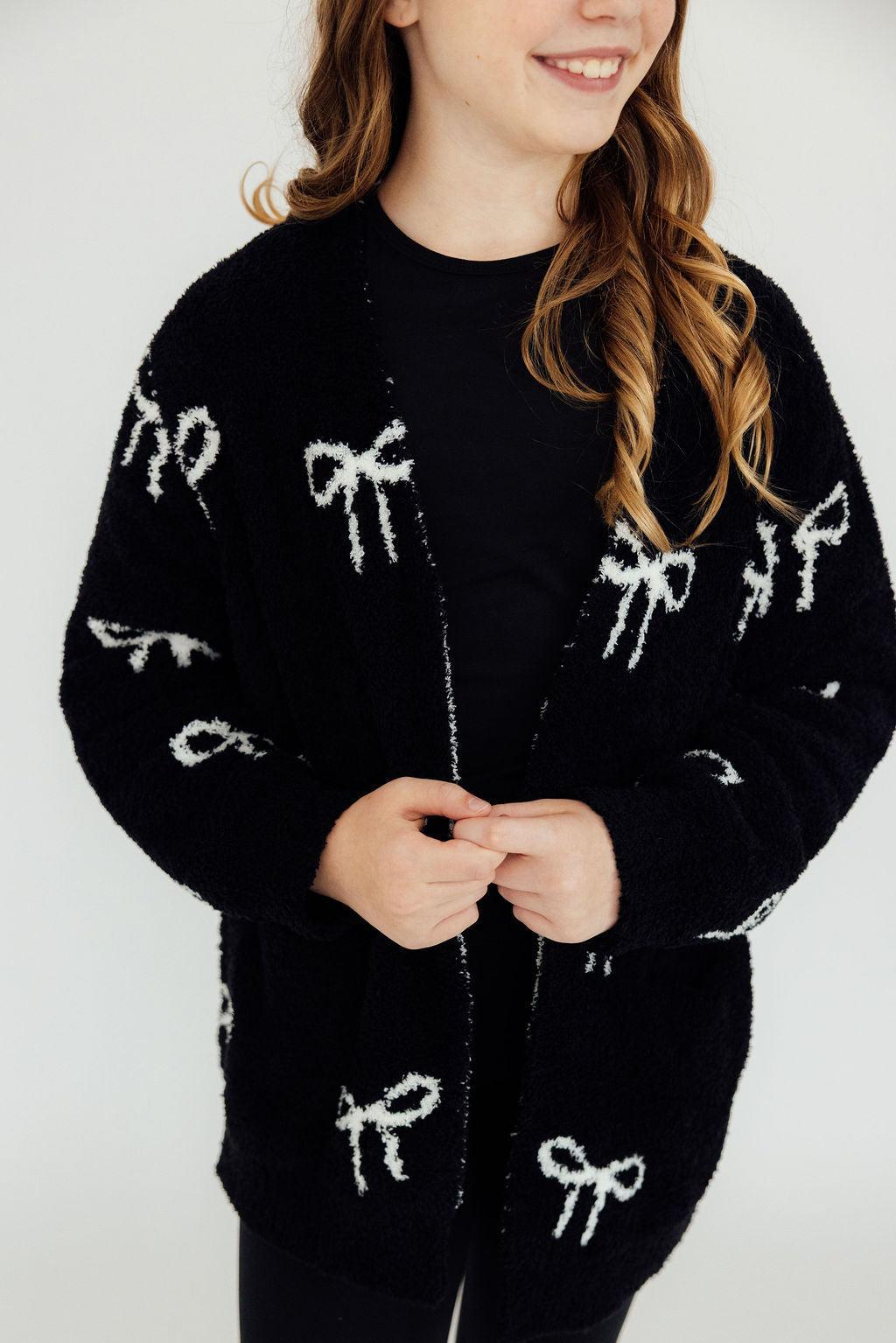 Black/Coconut Bow Cozy Cardigan-Mila & Rose ®