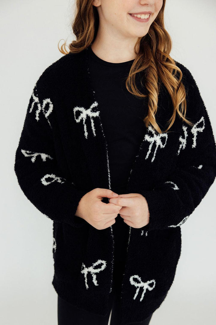 Black/Coconut Bow Cozy Cardigan-Mila & Rose ®
