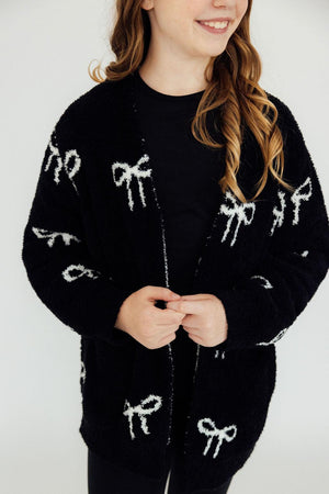 Black/Coconut Bow Cozy Cardigan-Mila & Rose ®