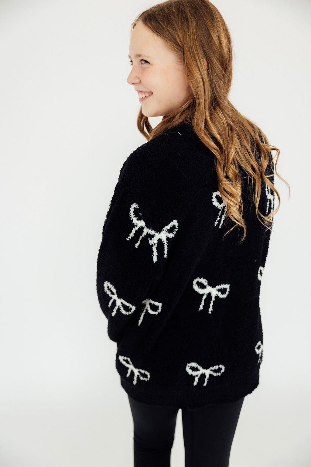 Black/Coconut Bow Cozy Cardigan-Mila & Rose ®