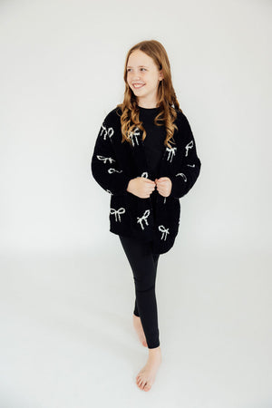 Black/Coconut Bow Cozy Cardigan-Mila & Rose ®