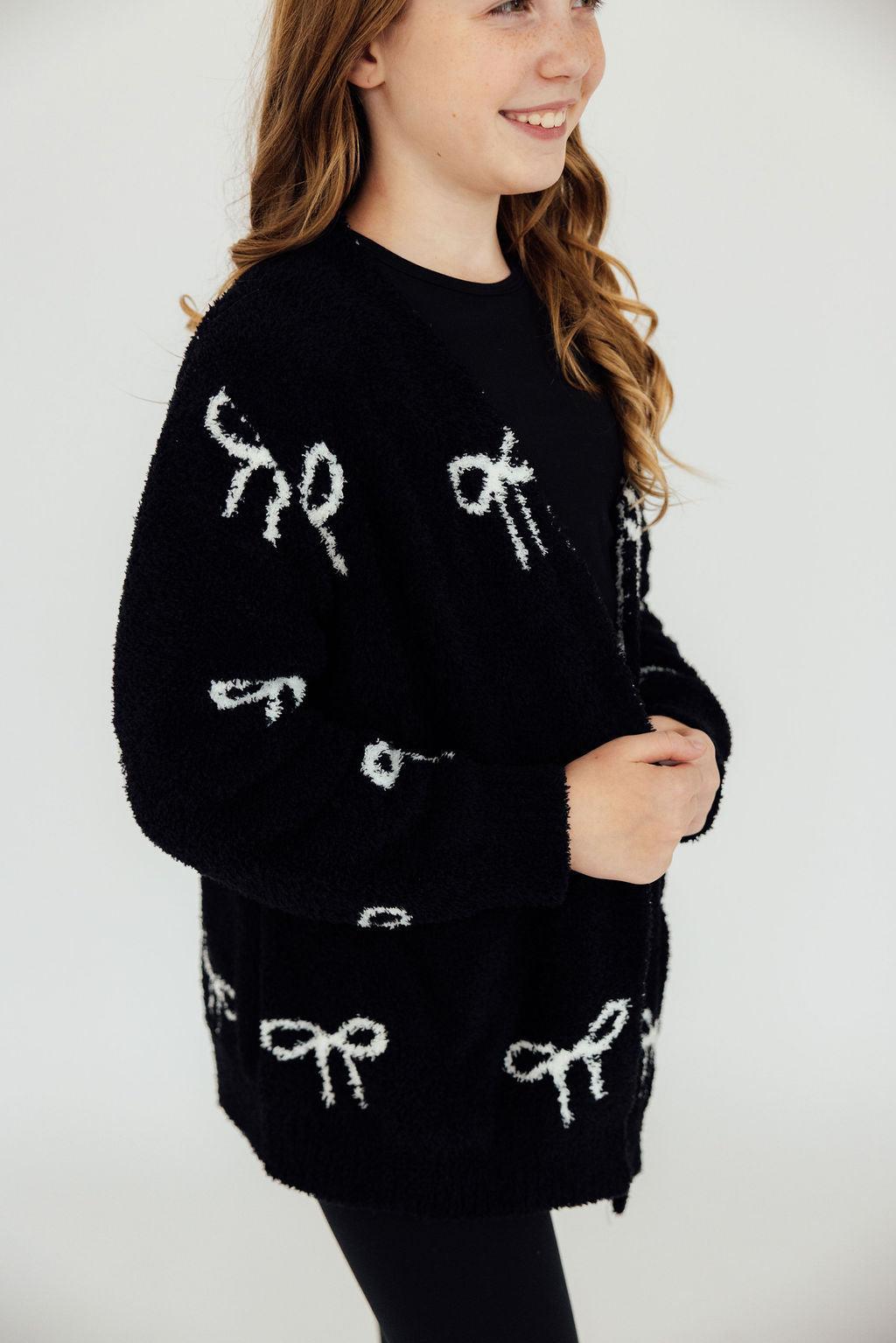 Black/Coconut Bow Cozy Cardigan-Mila & Rose ®