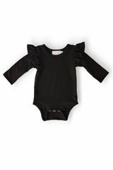 Black L/S Flutter Bodysuit-Mila & Rose ®