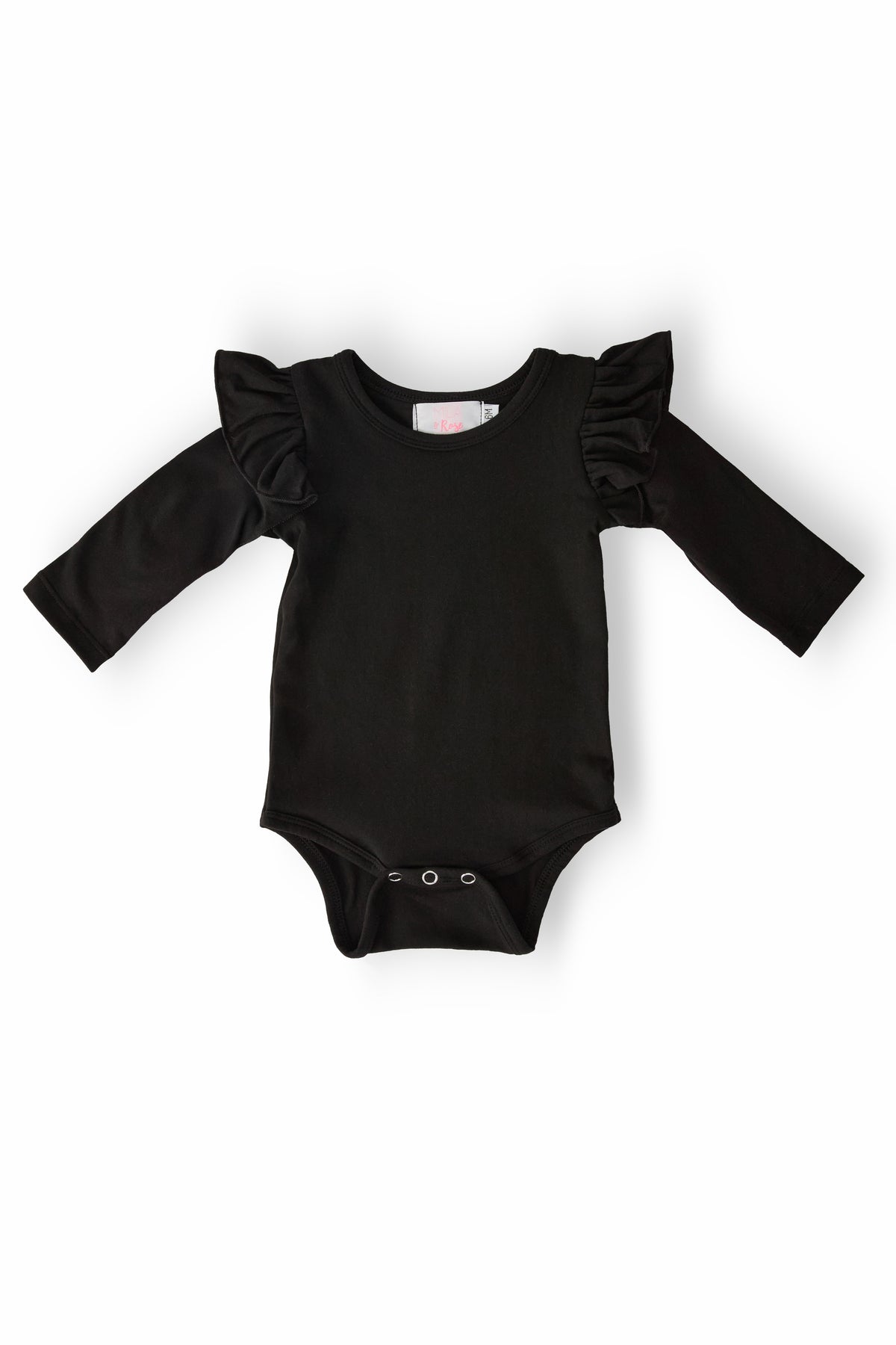 Black L/S Flutter Bodysuit-Mila & Rose ®