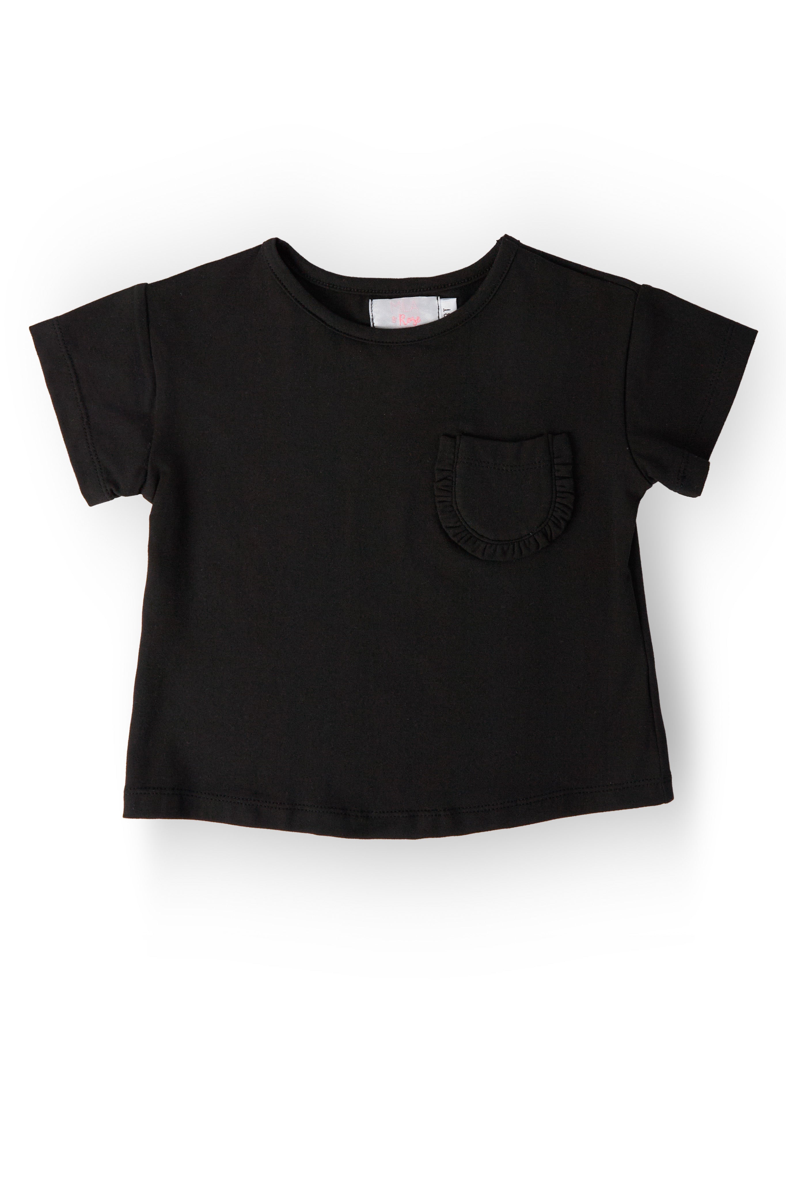Black Ruffle Pocket Tee-Mila & Rose ®