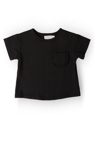 Black Ruffle Pocket Tee-Mila & Rose ®