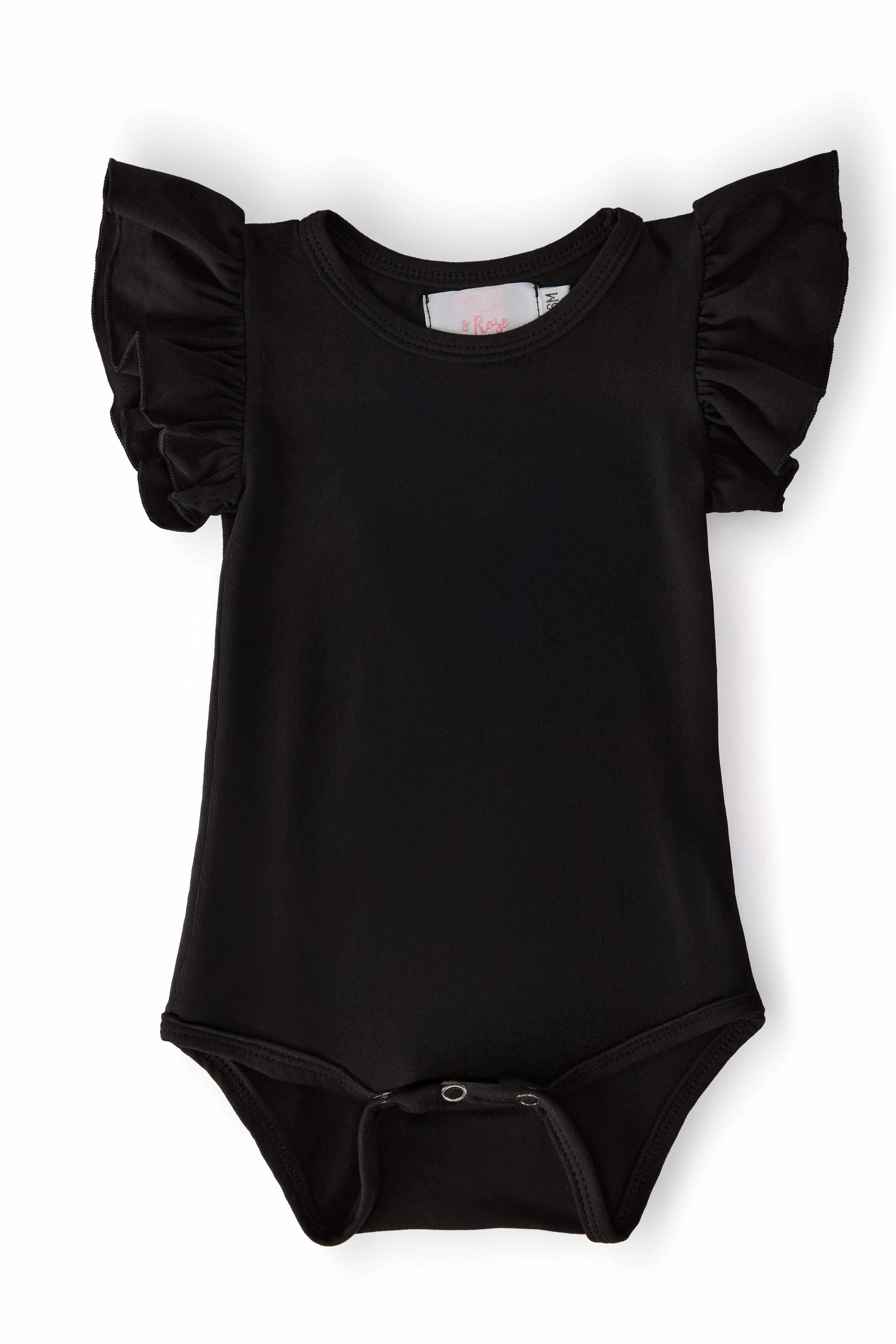 Black S/S Flutter Bodysuit-Mila & Rose ®