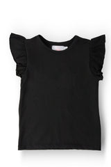Black S/S Ruffle Tee-Mila & Rose ®
