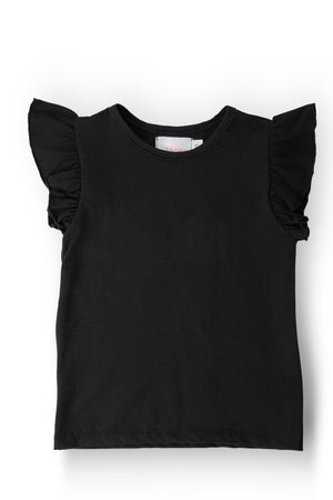 Black S/S Ruffle Tee-Mila & Rose ®