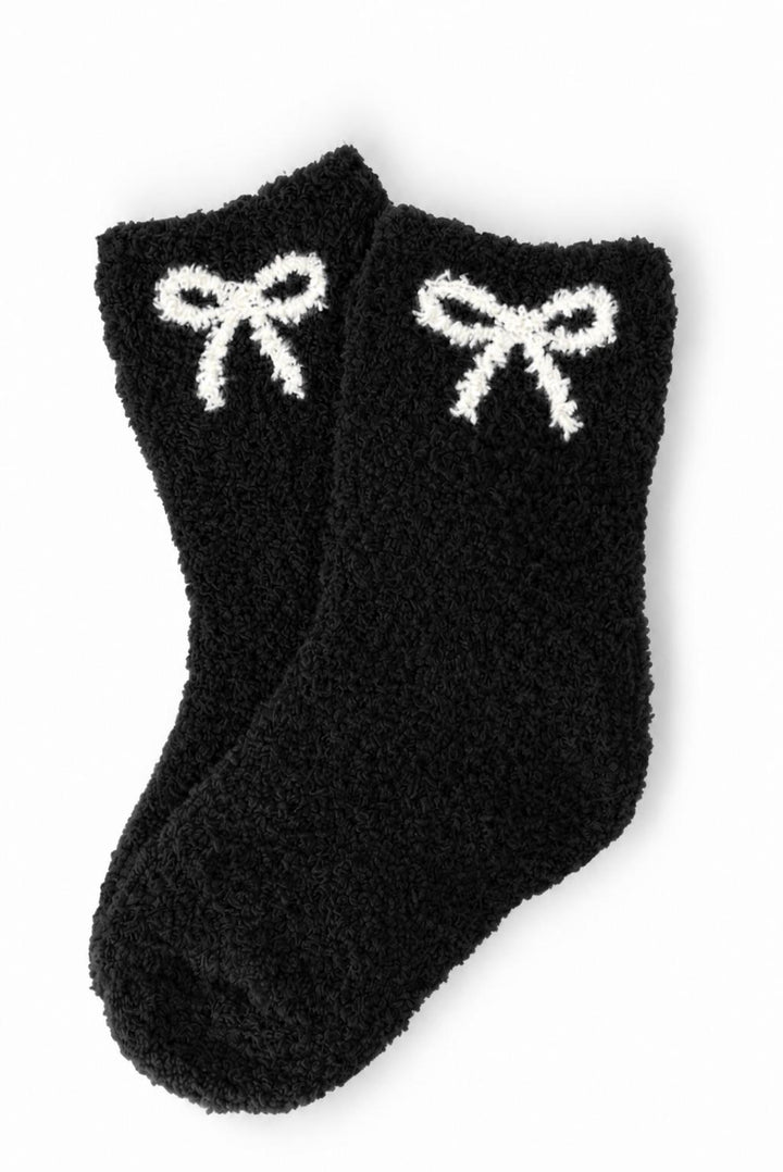 Black/Coconut Bow Cozy Socks-Mila & Rose ®