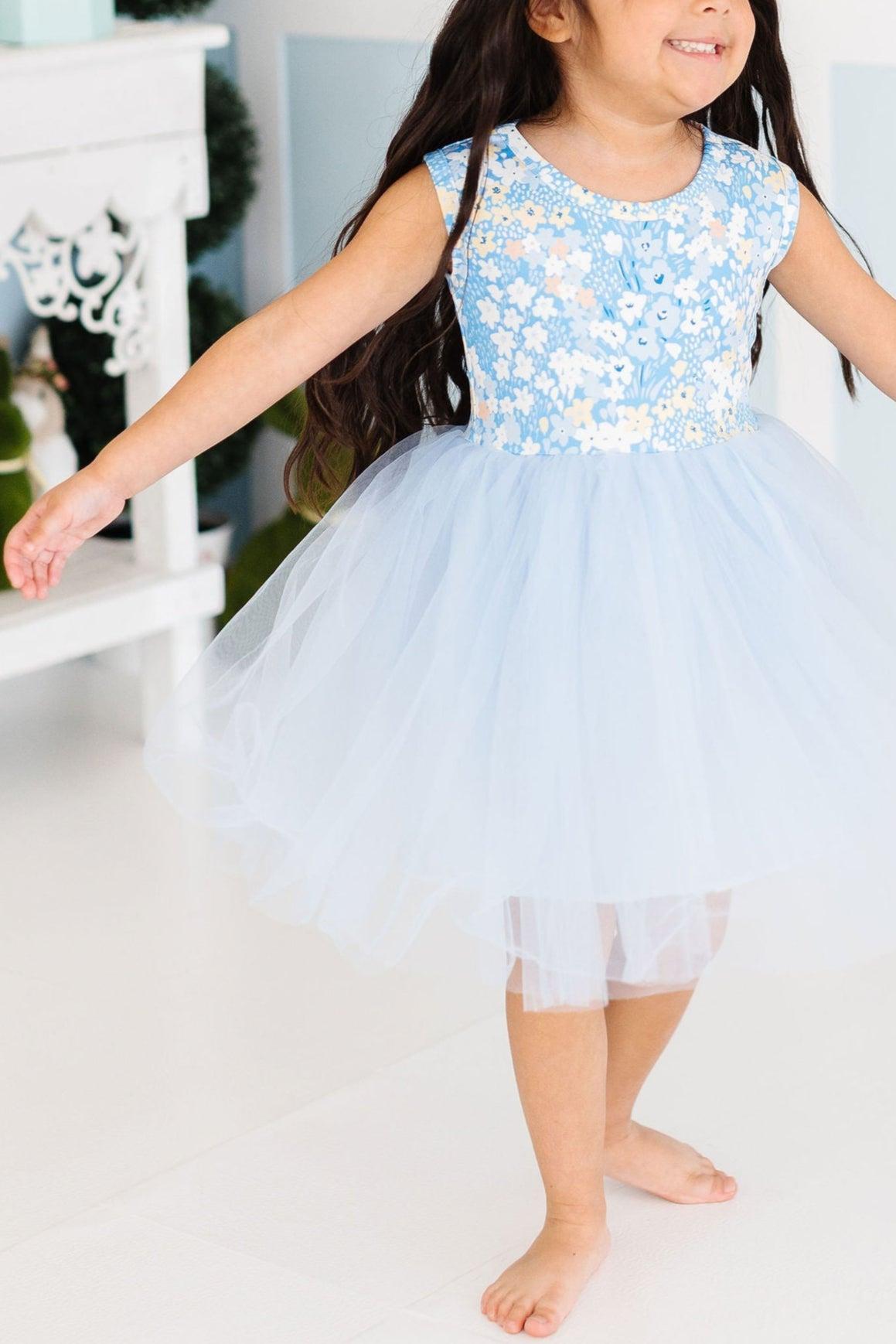 Girls' Blooming In Blue Tank Tutu Dress Size: 7/8 By Mila & Rose Girls' Blooming In Blue Tank Tutu Dress Size: 7/8 By Mila & Rose