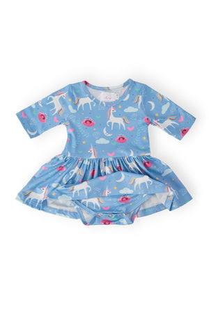 Blue Moon 3/4 Sleeve Twirl Bodysuit-Mila & Rose ®