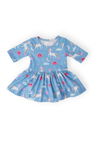 Blue Moon 3/4 Sleeve Twirl Bodysuit-Mila & Rose ®