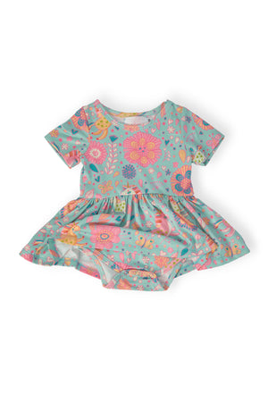 Blue Retro Unicorns S/S Twirl Bodysuit-Mila & Rose ®