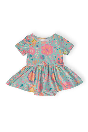 Blue Retro Unicorns S/S Twirl Bodysuit-Mila & Rose ®