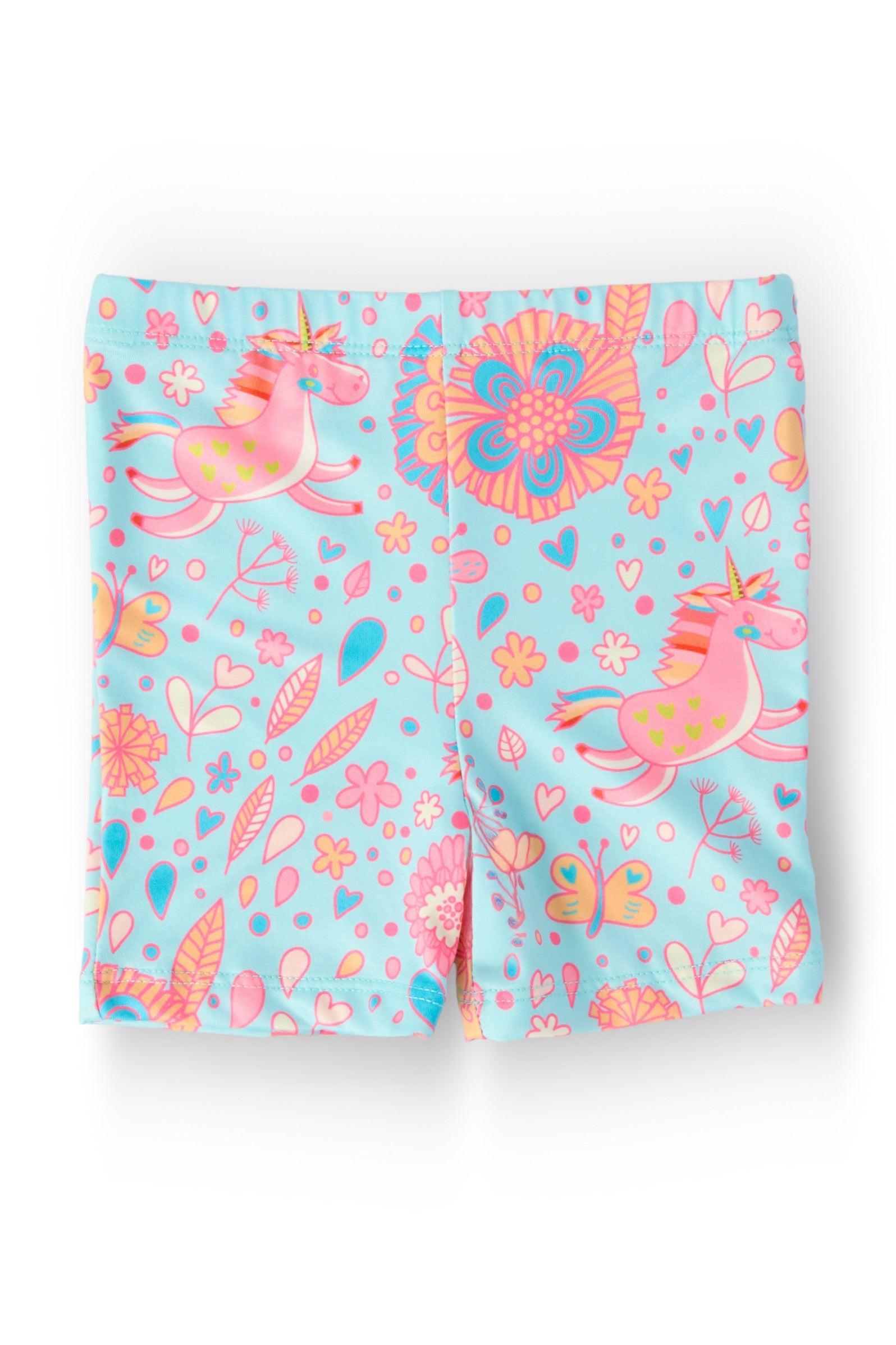Blue Retro Unicorns Twirl Shorts-Mila & Rose ®