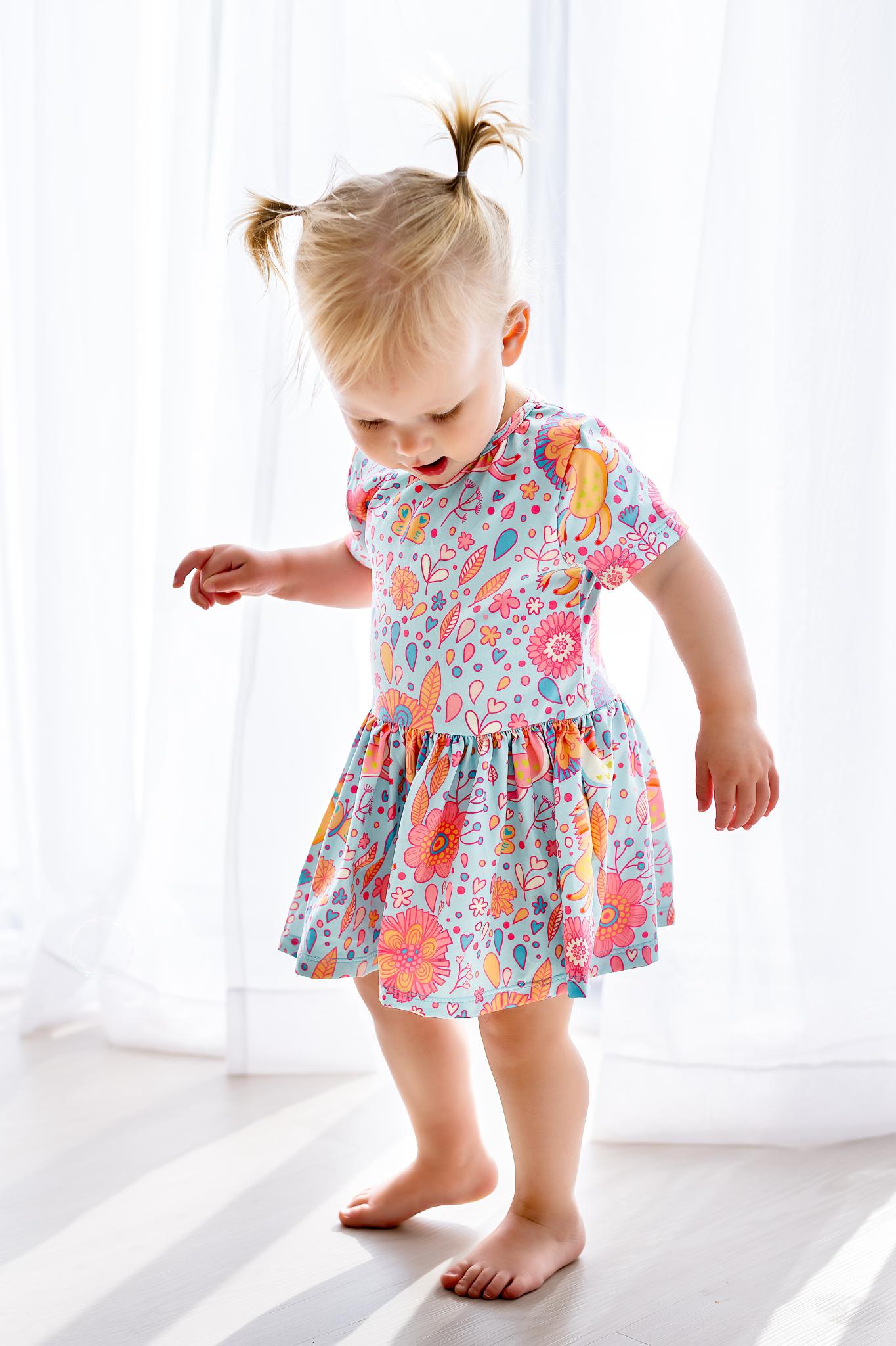 Blue Retro Unicorns S/S Twirl Bodysuit-Mila & Rose ®