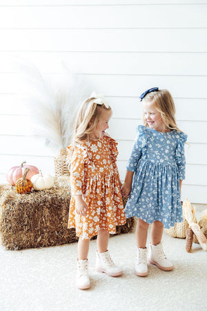 Bluebell 3/4 Sleeve Ruffle Twirl Dress-Mila & Rose ®