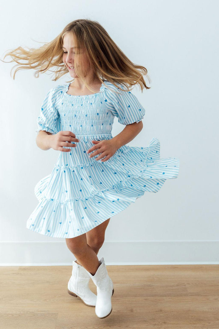Blueberry Kisses Smocked Ruffle Dress-Mila & Rose ®