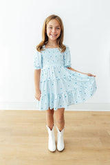 Blueberry Kisses Smocked Ruffle Dress-Mila & Rose ®