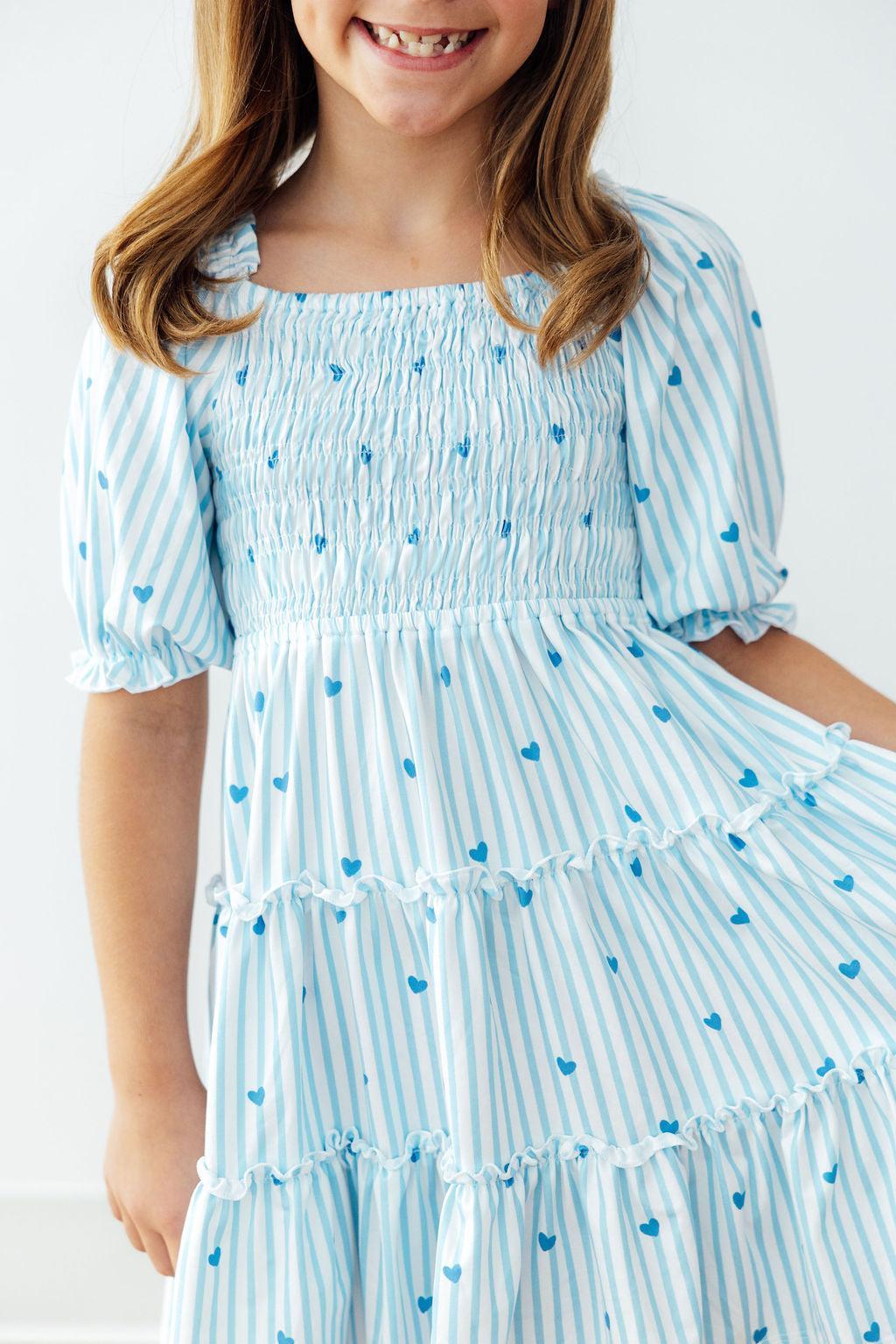 Blueberry Kisses Smocked Ruffle Dress-Mila & Rose ®