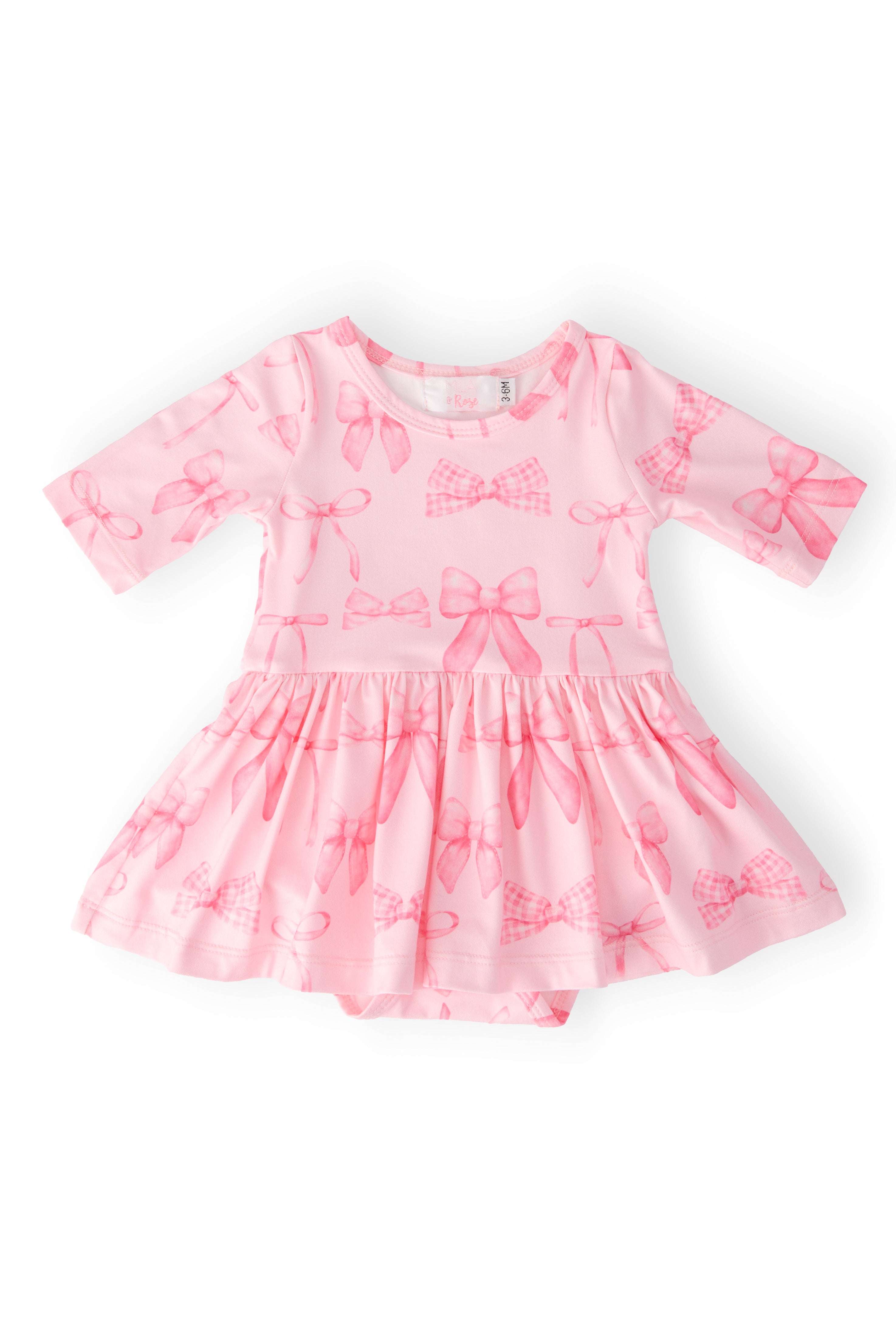 Blushing Bows 3/4 Sleeve Twirl Bodysuit-Mila & Rose ®