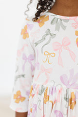 Boho Bows 3/4 Sleeve Pocket Twirl Dress-Mila & Rose ®