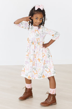 Boho Bows 3/4 Sleeve Pocket Twirl Dress-Mila & Rose ®