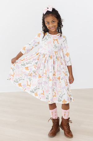 Boho Bows 3/4 Sleeve Pocket Twirl Dress-Mila & Rose ®