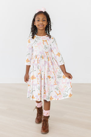 Boho Bows 3/4 Sleeve Pocket Twirl Dress-Mila & Rose ®