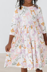 Boho Bows 3/4 Sleeve Pocket Twirl Dress-Mila & Rose ®